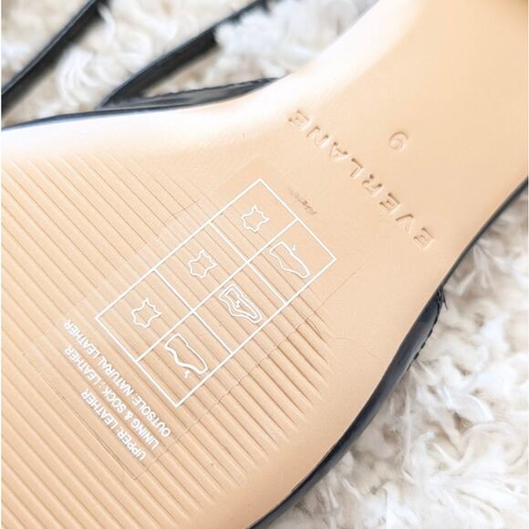 Everlane The Studio Slingback Flat Womens 9 Black Leather Pointed Toe NWT - Picture 3 of 5